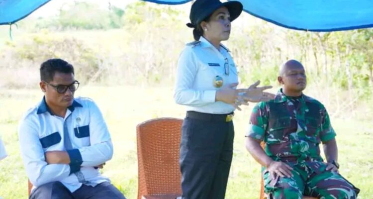 Bupati SBD, Ratu Ngadu Bonu Wulla, didampingi Dandim 1629/SBD dan Para Pimpinan OPD Kabupaten SBD, lakukan kunjungan dan pemantauan lokasi pembangunan Batalyon TP Ketahanan Pangan (Suarajarmas.id)