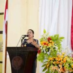 Bupati SBD, Ratu Ngadu Bonu Wulla, saat memberikan sambutan dalam Rakor Intensif terkait percepatan dan evaluasi Program MBG (Suarajarmas.id)